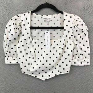 New Topshop Petite Polka Dot Blouse UK 4 EU 32 US 0 Black & White